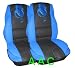 A Set of 2 Front Bucket Dragon Cushion Seat Covers with Lumbar Support - Blue