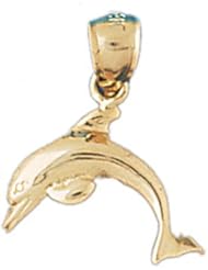Dazzlers Solid 14 karats gold Dolphin Charm Pendant Available in three colors from jewelsberry (weights: 1.5 grams only)