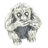 Quiges Beads Sterling Silver Monkey Bead for Pandora/Troll/Chamilia etc necklaces and bracelets