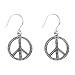 Sterling Silver Oxidized Peace Sign Drop Earrings