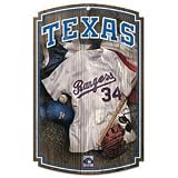 Texas Rangers Wood Sign w/ Throwback Jersey Quality Graphics Antique Matte Finish Laminate Top