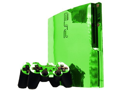 Sony PlayStation 3 Slim Skin (PS3 Slim) - NEW - LIME CHROME MIRROR system skins faceplate decal mod