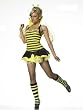 Sexy Bumble Bee Insect Costume Yellow Black Mini Dress Womens Animal Costume