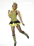 Sexy Bumble Bee Insect Costume Yellow Black Mini Dress Womens Animal Costume Sizes: Medium-Large