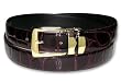 Croc Embossed BURGUNDY Bonded Leather Belt Gold-Tone Buckle Regular