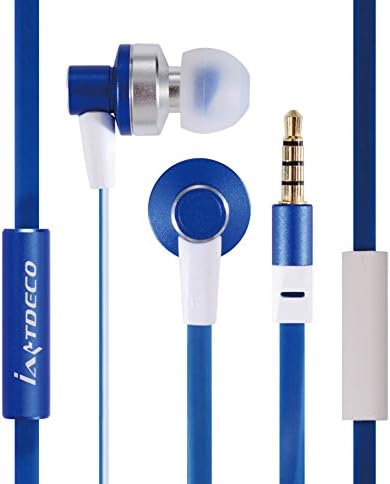 Colorful flat cable wire headset with mini portable storage box and applies to all phones included adaptor-Blue