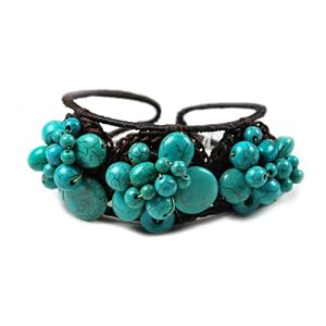 Fabulous Turquoise Triple Cluster Stone Bracelet Fashion Jewelry