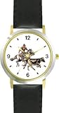 Horse and Rider Chasing Calf in Calf Wrestling Horse - WATCHBUDDY&reg; DELUXE TWO-TONE THEME WATCH - Arabic Numbers - Black Leather Strap-Children's Size-Small ( Boy's Size & Girl's Size )