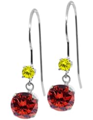 1.23 Ct Round Cognac Red Diamond Canary Diamond 14K White Gold Earrings