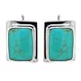 Sterling Silver Turquoise Inlay Rectangle Drop Earrings