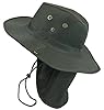Boonie Bush Safari Outdoor Fishing Hiking Hunting Boating Snap Brim Hat Sun Cap with Neck Flap (Olive Drab, S)