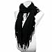Black Fringed Circle Ring Infinity Scarf