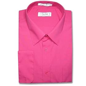 Men's HOT PINK / FUCHSIA Color Dress Shirt w/ Convertible Cuffs