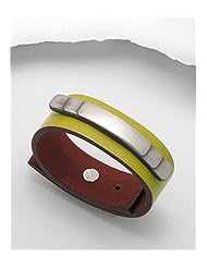 Lawn Green Leather Bracelet In White Base