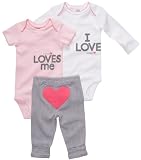 Carters 3-pc. Pink & White Love Bodysuit Set PINK/MULTI 3 Mo