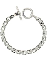 Sterling Silver Box Chain Link Bracelet Toggle Clasp Handmade 5/16 inch wide, sizes 8, 8.5 & 9 inch