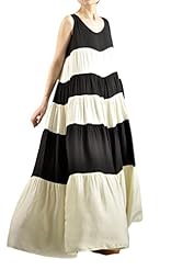 Sleeveless Colorblocking Cotton Summer Maxi Dress 