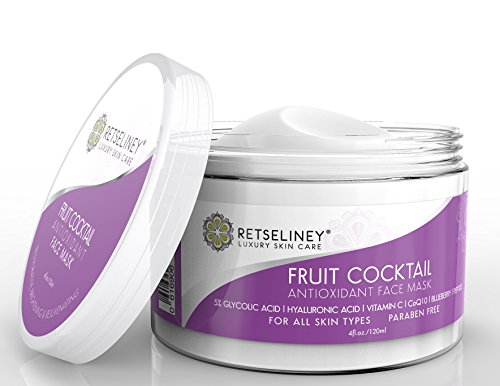 Retseliney Antioxidant Clay Facial Mask, Brightening & Rejuvenating for Dull Skin, Tightens, Pore Reducer, Reduces Wrinkles & Fine Lines with Vitamin C & Glycolic Acid, Organic & Natural Mask for Face