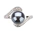 Chantel Black 9-10mm AA Quality Freshwater 925 Sterling Silver Pearl Ring