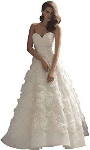 Wedding Dress Allure Bridals Gown C157 Strapless Rosette Ruffle - White, size 6