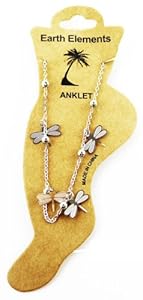 Silver DragonFly Dangle Anklet - Huntington Beach Anklet [Jewelry]