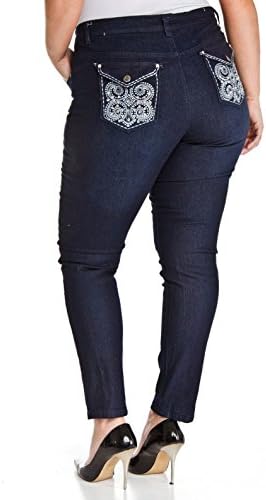 LA JEANS BY 1826 DARK BLUE DENIM JEANS HIGH WAIST WOMENS PLUS SIZE SKINNY LEG 14-16-18-20-22-24 (LA-1080) (18)