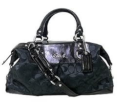 Coach Ashley Grey/Black Sateen Signature Large Satchel Bag 15440