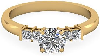0.70 Ct Round Cut Diamond Bar Set Engagement Ring 14K Yellow Gold GIA Certified (E Color, SI1 Clarity)