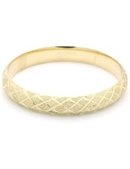 14K Yellow Gold 10mm Diamond Cut 2.5 Diameter Adjustable Bangle Bracelets