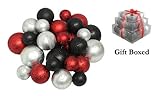 Pack of 27 Shatterproof Black, Red & Silver Christmas Ball Ornaments