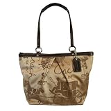 COACH HORSE & CARRIAGE PLEATED SHOPPER TOTE HANDBAG KHAKI & MAHOGANY 14482