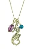Silver Ladies Seahorse with Amethyst and Turquoise Necklace