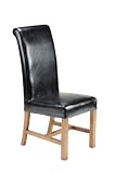 Brand New Set of 4 Black Paris Leather Dining Chairs With Natural Legs