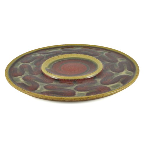 Best Cheap Ray Pottery Handmade Bread and Oil Platter, Red