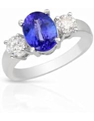 14K White Gold Tanzanite and Diamond Ring -- LIFETIME WARRANTY