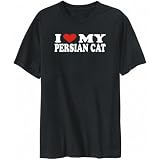 T-Shirt Mens Black  I LOVE MY Persian  Cats