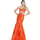 Nina Canacci Juniors Orange Hand Beaded Mermaid Formal Gown Size 0-18