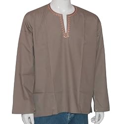 Mens Long Sleeve Casual Cotton Shirt Kurta India Chest 44 inches (gsk470)