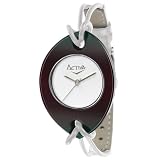 Women White Watch, Activa Womens Black-Tone White Leather Strap Watch