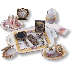 Reutter Porcelain French Rose Miniature Makeup Table Set
