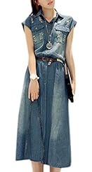 Fall Cocktail Denim Sleeveless  Dress