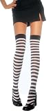 Nylon Striped Stockings With Belt Buckle Top (Black/Royal Blue-One Size)