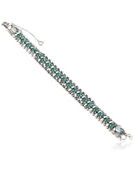 Sorrelli "Viridescence" Double Border Crystal Silver-Tone Line Bracelet, 7.5"