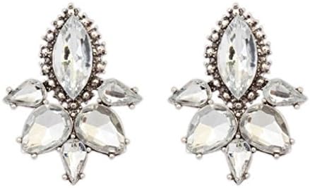 Urban Chic Black - Clear Chunky Stud Statement Vintage Vibe Silver Earrings Fashion Jewelry (Clear)