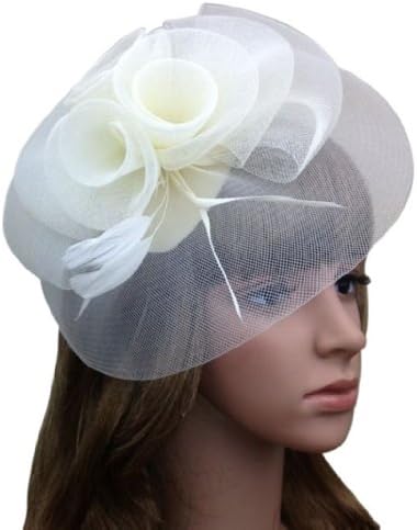Feather Fabric Flower Fascinator Hair Clip Hat