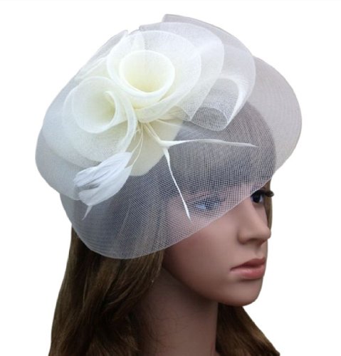 Feather Fabric Flower Fascinator Hair Clip Hat