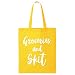 Groceries and Shit Cotton Canvas Tote Bag in Yellow - One Size