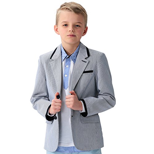 Leo&Lily Big Boys' YARN DYED DOBBY STRIPE BLAZER JACKETS OUTERWEAR COAT