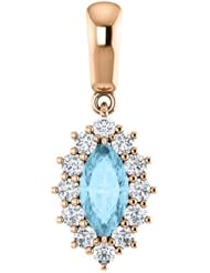 10K Rose Gold 8.00x4.00mm Marquise Cut Aquamarine and Diamond Pendant -- LIFETIME WARRANTY