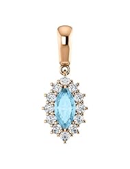 18K Rose Gold 8.00x4.00mm Marquise Cut Aquamarine and Diamond Pendant -- LIFETIME WARRANTY
